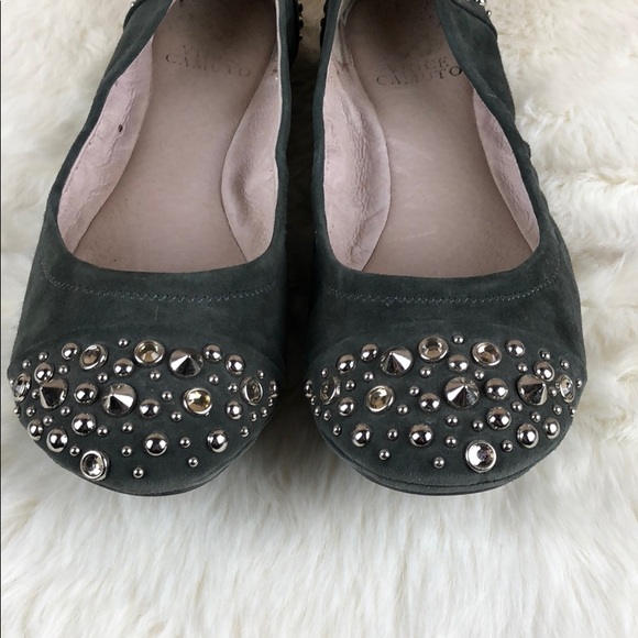 Vince Camuto Evella Studded Gray Suede Ballet Flat - Picture 3 of 6